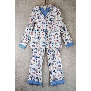 Munki Munki Flannel Pajama Set Unisex S Costco White Novelty Pizza Football Wine